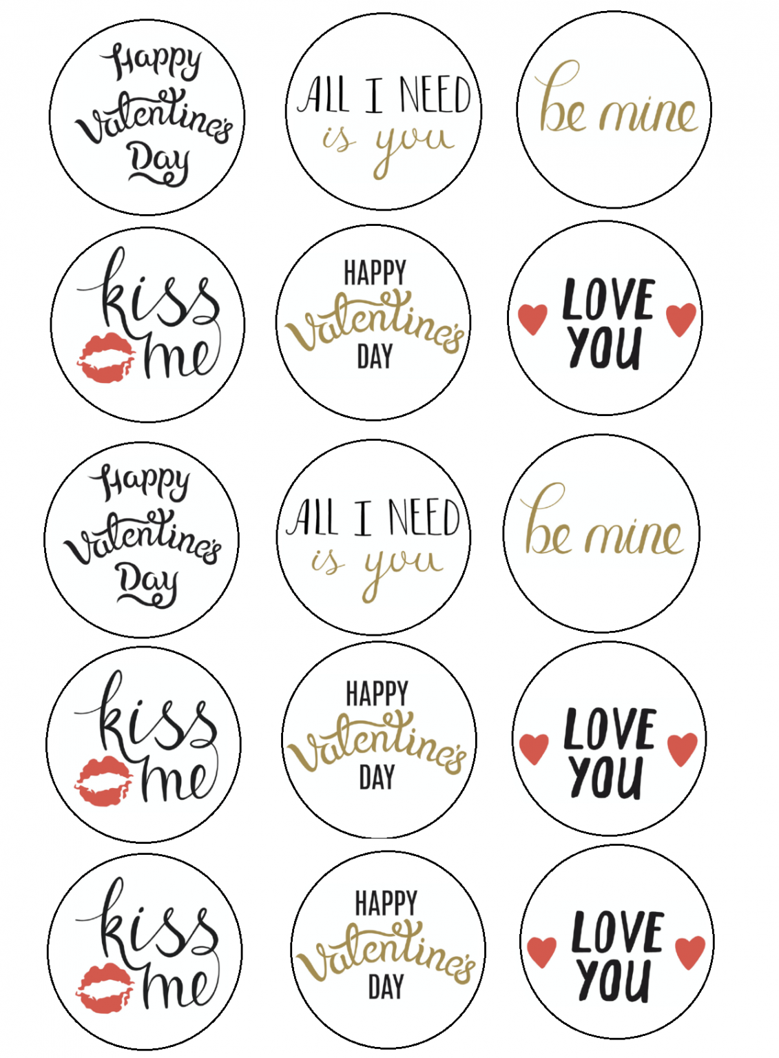 Valentine’s Day 2″ Cupcake Edible Icing or Wafer  Image