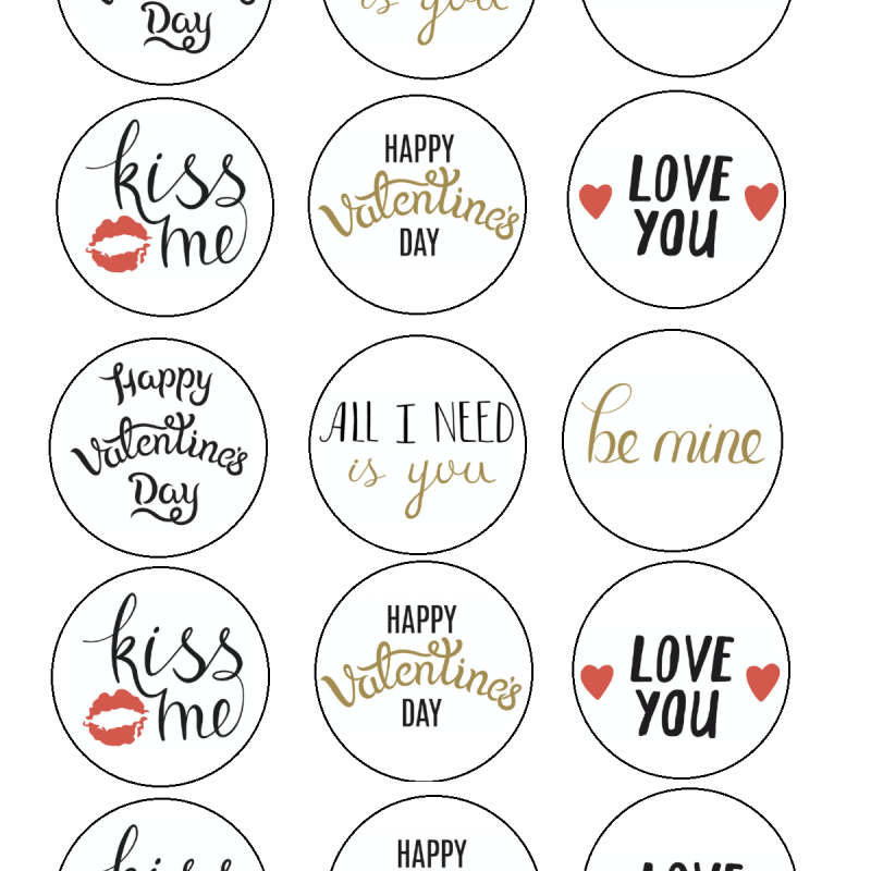 Valentine’s Day 2″ Cupcake Edible Icing or Wafer  Image